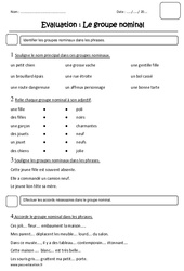 Groupe nominal - Examen Evaluation : 4ème Harmos - PDF à imprimer