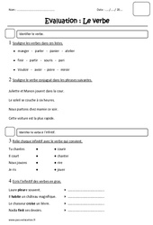 Verbe - Examen Evaluation : 4ème Harmos - PDF à imprimer