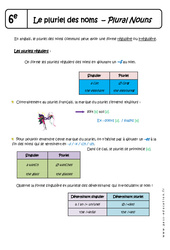 Pluriel des noms - Plural Nouns - Cours : 8ème Harmos - PDF à imprimer