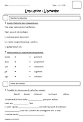 Adverbes - Examen Evaluation : 4ème Harmos - PDF à imprimer