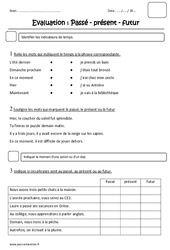 Passé - présent - futur - Examen Evaluation : 4ème Harmos - PDF à imprimer