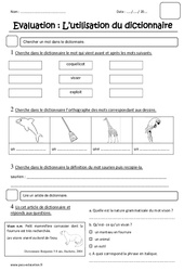 Utilisation du dictionnaire - Examen Evaluation : 4ème Harmos - PDF à imprimer