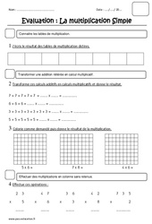 Multiplication - Examen Evaluation : 4ème Harmos - PDF à imprimer