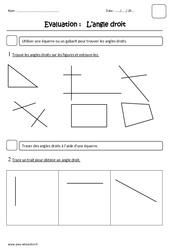 Angle droit - Examen Evaluation : 4ème Harmos - PDF à imprimer