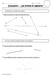 Droites et segments - Examen Evaluation : 4ème Harmos - PDF à imprimer