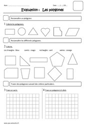 Polygones - Examen Evaluation : 4ème Harmos - PDF à imprimer