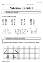 Symétrie - Examen Evaluation : 4ème Harmos - PDF à imprimer