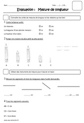 Comparer et mesurer des longueurs - Examen Evaluation : 4ème Harmos - PDF à imprimer