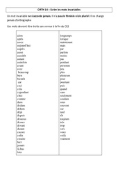 Ecrire les mots invariables - Cours, Leçon : 5ème Harmos - PDF gratuit à imprimer