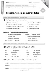 Prendre, vouloir, pouvoir au futur - Examen Evaluation - Bilan : 5ème Harmos - PDF à imprimer