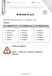 M devant m, p, b - Cours, Leçon : 7ème Harmos - PDF gratuit à imprimer