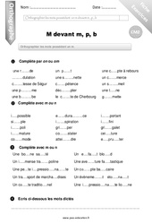 M devant m, p, b - Exercices avec correction : 7ème Harmos - PDF à imprimer