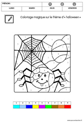 Coloriage magique d'Halloween : 2ème Harmos - PDF à imprimer