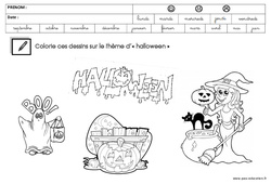 Coloriage thème Halloween : 2ème Harmos - PDF à imprimer