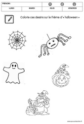 Coloriage thème Halloween : 1ère Harmos - PDF à imprimer