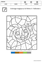 Coloriage magique d'Halloween : 1ère Harmos - PDF à imprimer