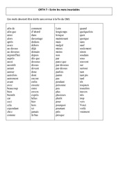 Ecrire les mots invariables - Cours, Leçon - Orthographe : 6ème Harmos - PDF gratuit à imprimer