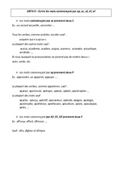 Ecrire les mots commençant par ap, ac, af, ef, of - Cours, Leçon - Orthographe : 7ème Harmos - PDF gratuit à imprimer