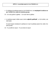 Participe passé en é ou l’infinitif en er - Cours, Leçon - Orthographe : 7ème Harmos - PDF gratuit à imprimer