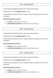 Déterminants - Cours, Leçon : 5ème Harmos - PDF gratuit à imprimer