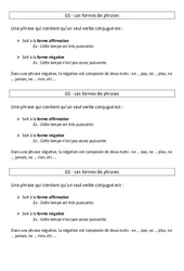 Formes de phrases - Cours, Leçon : 5ème Harmos - PDF à imprimer