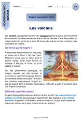 Volcans - Lecture compréhension - Documentaire : 6ème, 7ème Harmos - PDF à imprimer