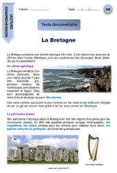 La Bretagne - Lecture compréhension - Documentaire : 6ème, 7ème Harmos - PDF à imprimer