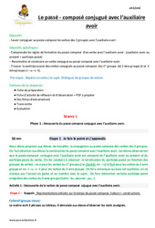 Séquence - Fiche de préparation Passé composé conjugué avec l’auxiliaire avoir - Séquence - Fiche de préparation : 7ème Harmos - PDF à imprimer