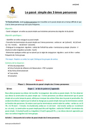 Séquence - Fiche de préparation Passé simple des 3 èmes personnes - Séquence - Fiche de préparation : 7ème Harmos - PDF à imprimer