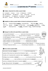 Passé simple des 3 èmes personnes - Exercices avec correction : 7ème Harmos - PDF à imprimer