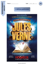 Jules Verne - Affiche publicitaire - Lecture compréhension - Textes informatifs / Documentaires : 6ème, 7ème Harmos - PDF à imprimer