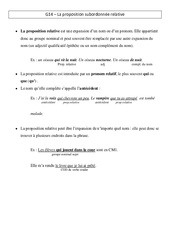 Proposition subordonnée relative - Cours, Leçon - Grammaire : 6ème Harmos - PDF gratuit à imprimer