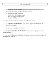 Conjonction - Cours, Leçon - Grammaire : 7ème Harmos - PDF gratuit à imprimer