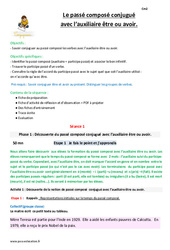 Séquence - Fiche de préparation Passé composé conjugué avec l’auxiliaire être ou avoir - Séquence - Fiche de préparation : 7ème Harmos - PDF à imprimer