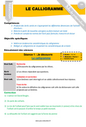 Calligramme - Rédaction - Textes poétiques - Séquence - Fiche de préparation : 6ème, 7ème Harmos - PDF à imprimer