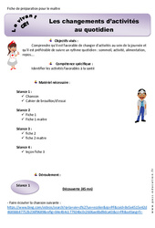 Séquence - Fiche de préparation Changements des rythmes d'activités quotidiens - Séquence - Fiche de préparation : 4ème Harmos - PDF à imprimer