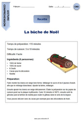 Bûche de Noël - Lecture compréhension - Textes prescriptifs : 7ème Harmos - PDF à imprimer