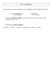 Préposition - Cours, Leçon - Grammaire : 7ème Harmos - PDF gratuit à imprimer