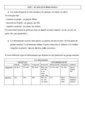 Nom - Déterminant - Cours, Leçon - Grammaire : 7ème Harmos - PDF gratuit à imprimer