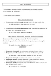 Pronoms - Cours, Leçon - Grammaire : 7ème Harmos - PDF gratuit à imprimer