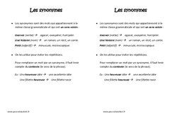 Synonymes - Cours, Leçon : 6ème Harmos - PDF gratuit à imprimer