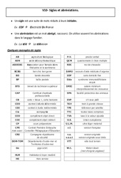 Sigles et abréviations - Cours, Leçon - Vocabulaire : 6ème Harmos - PDF gratuit à imprimer