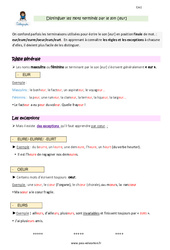 Distinguer les mots terminés par le son [eur] - Cours, Leçon : 6ème Harmos - PDF gratuit à imprimer