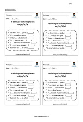 Comment distinguer les homophones est - es - et - ai - Exercices  : 6ème Harmos - PDF à imprimer