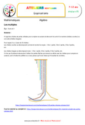 Les multiples - Algèbre - Montessori - Atelier 5 : 5ème, 6ème, 7ème Harmos - PDF à imprimer