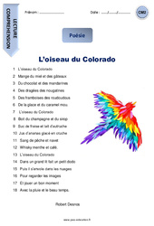 L’oiseau du Colorado - Lecture compréhension - Poésie : 7ème Harmos - PDF à imprimer