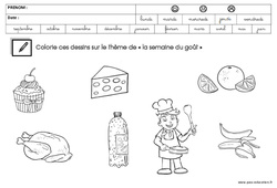 Coloriage sur le thème « la semaine du goût » : 2ème Harmos - PDF à imprimer