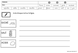 Ecriture - Semaine du goût - PDF à imprimer