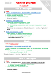 Leçon, exercice et évaluation :<br/> Semaine 9 - Cahier journal - PES - Stagiaires, jeunes profs... : 6ème Harmos - PDF à imprimer