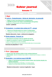 Leçon, exercice et évaluation :<br/> Semaine 10 - Cahier journal - PES - Stagiaires, jeunes profs... : 6ème Harmos - PDF à imprimer